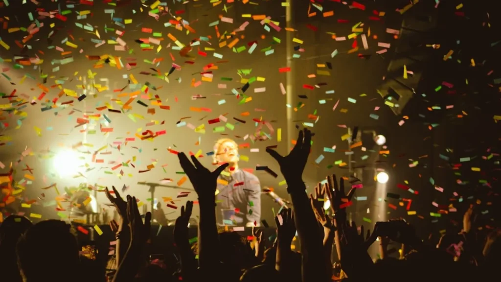 Photo of Band performing with confetti