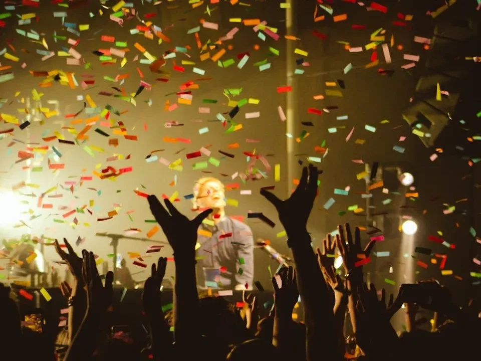 Photo of Band performing with confetti