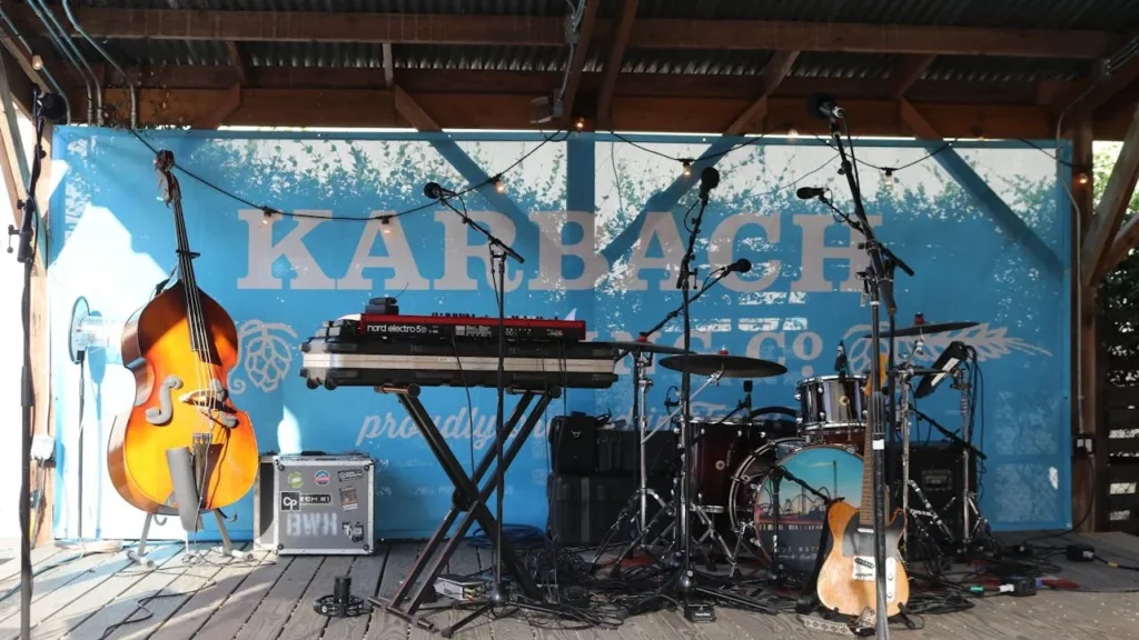 Image of a band setup on stage